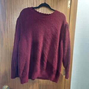 Maroon plus 3x sweater scalloped neckline soft  Liz Claiborne